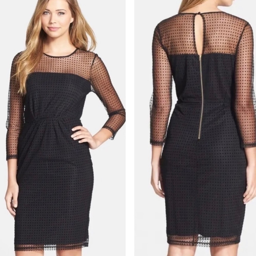 NWOT French Connection Mona Dot Illusion Sheath Dress